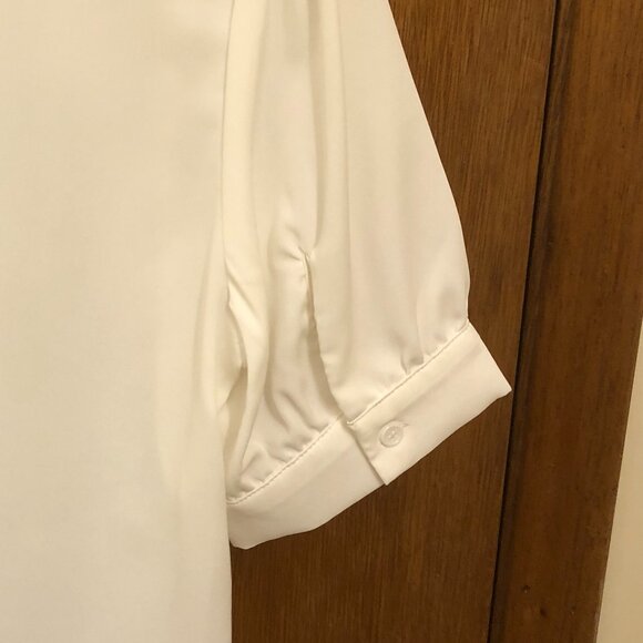 Allegra K - White short-sleeve top - Button up half-placket - XS - Picture 5 of 6